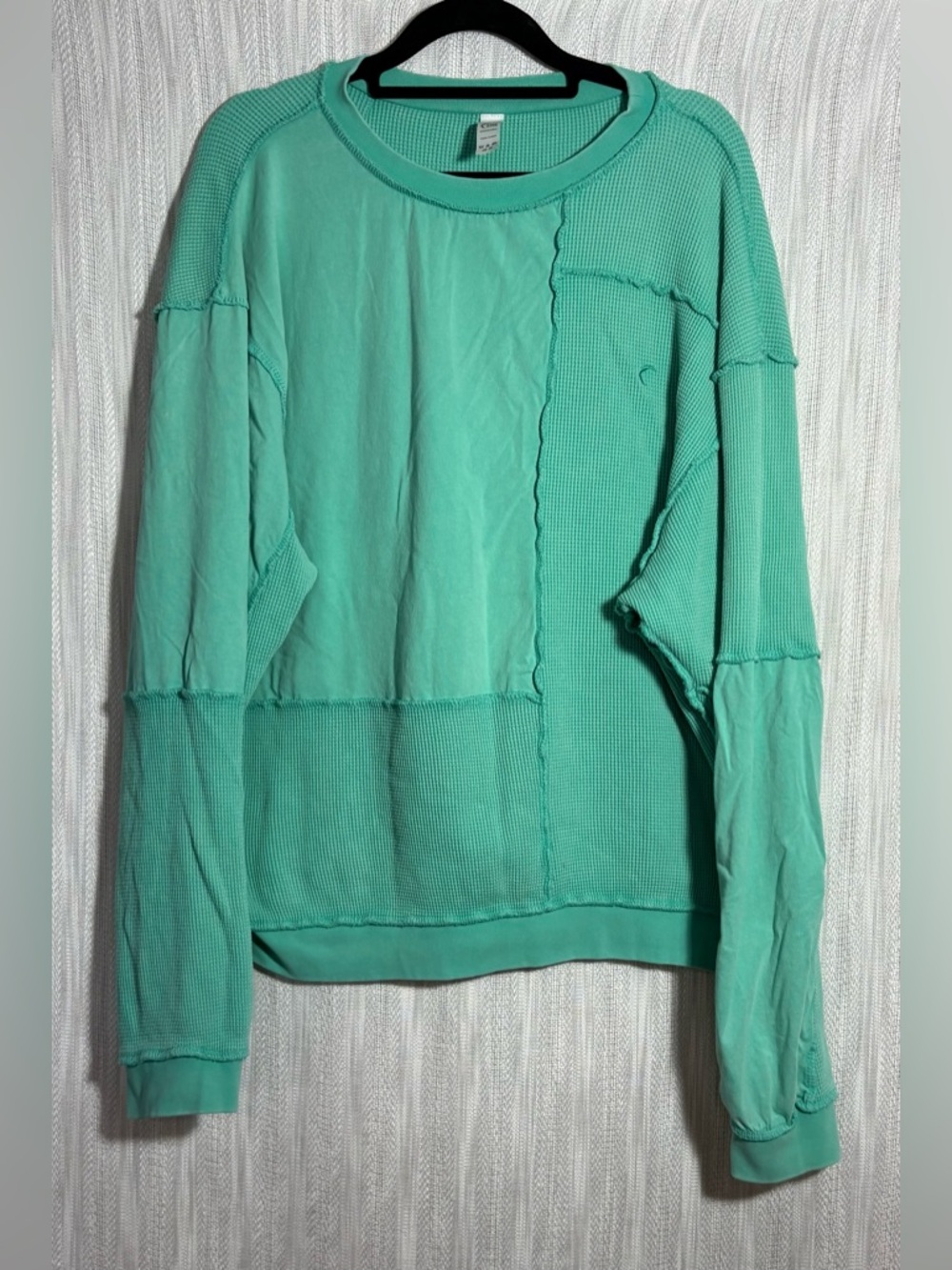 ZYIA Women's Patchwork Crewneck Top in Teal